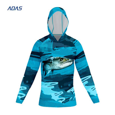 Buy Breathable Camo Long Sleeve Mens UPF50 Quick Dry Fishing Wear Hoodie Rash Guard online manufacture