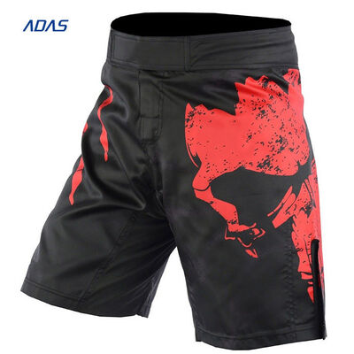 kopen Flocking Embroidery Spandex Polyester Shorts MMA Sublimatie zwart Custom online manufacture