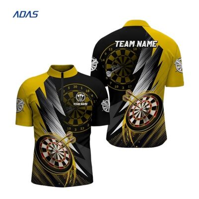 Beli Full Custom Print Men's Dart Bowling Shirt Cepat Kering Bernafas Crew Dart Top Grosir online manufacture