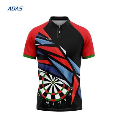 Beli Jersey Polo Desain Gratis Kustom Dart Dengan Saku Kemeja Olahraga Dart Sublimasi Tim online manufacture